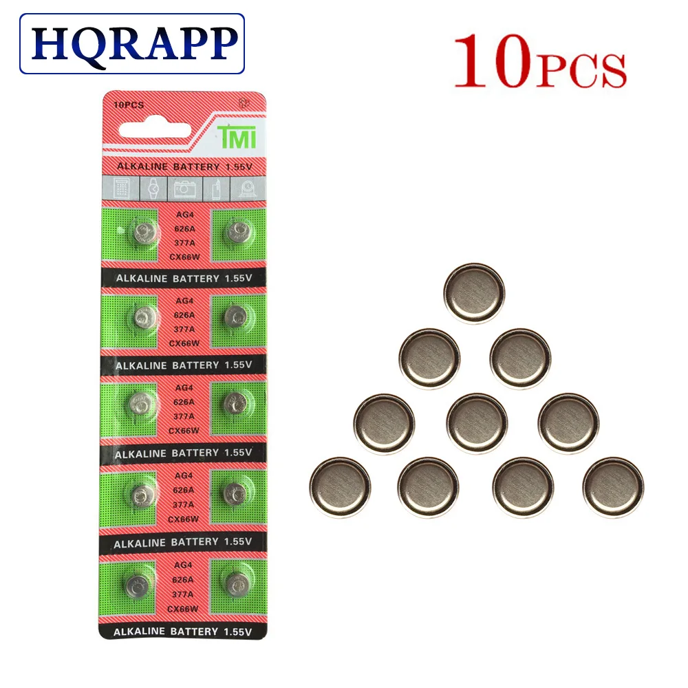 

10pcs /1card AG4 Button Cell Batteries 1.55V LR626 LR66 377 SR626SW 177 Cell Watch Toys Remote Camera Wholesales