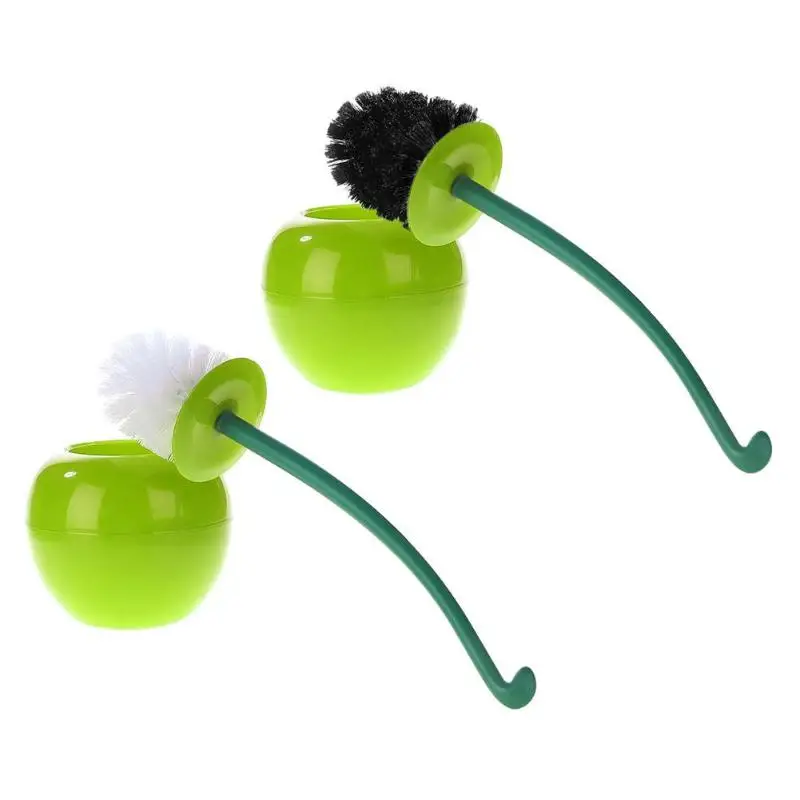 Креативная пластиковая щетка для унитаза в форме вишни, Набор Для Чистки унитаза, щетка с противоскользящей ручкой, щетка для туалета, WC инструменты для уборки ванной комнаты - Цвет: Зеленый