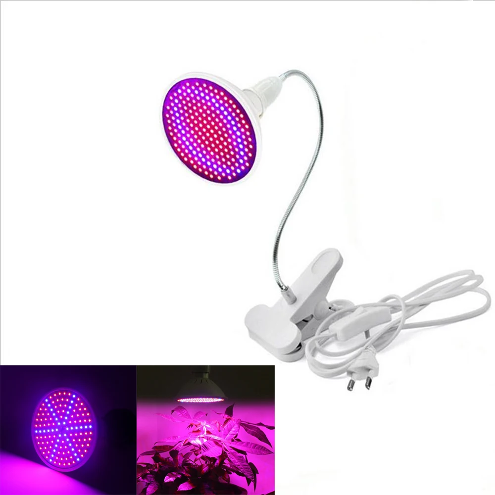 

LED Grow Light Bulb Full Spectrum AC220V 110V LED Plant Growing Lamp for Hydroponics Flowers Plants Vegetables+Desk Holder Clip