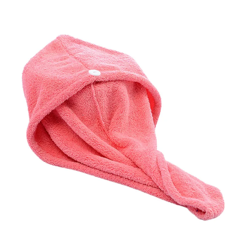 Женская сухая шапочка для ванной, супер впитывающая быстросохнущая бархатная ткань для волос, полотенце для ванной, сухая шапочка, однотонное полотенце - Цвет: rose red