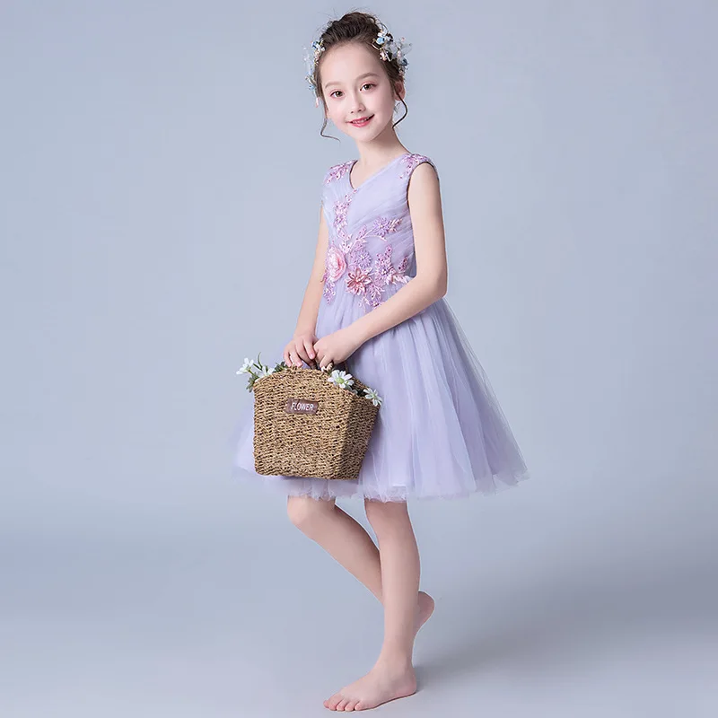 

2019 Formal Girls Dress Holiday Summer Princess Flower Girl Vestido for Party Girl Clothing 3 5 7 9 11 13 14 Years RKF194022