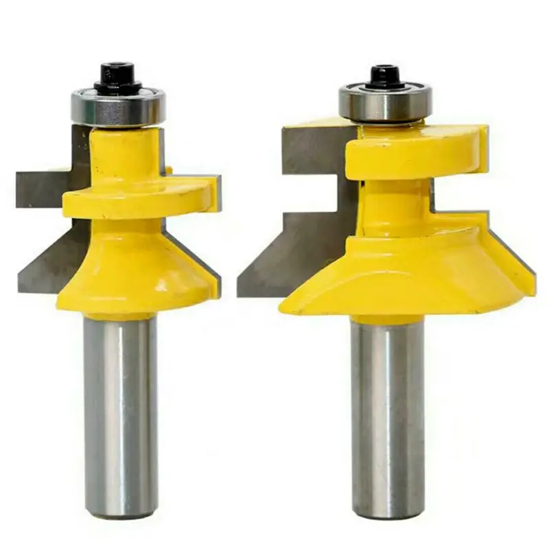 

2Pcs/Set 1/2 Inch Shank Router Bit Woodworking Tenon Cutter Tool Tongue Groove V-Notch Carbide Alloy Wood Milling Cutter