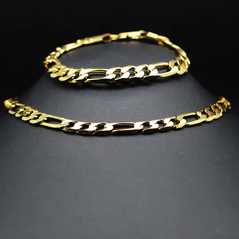 

2017 quality 2 years guarantee cupper metal 10 mm gold color husband men Chain chocker necklace bracelet male jewelry set 1696