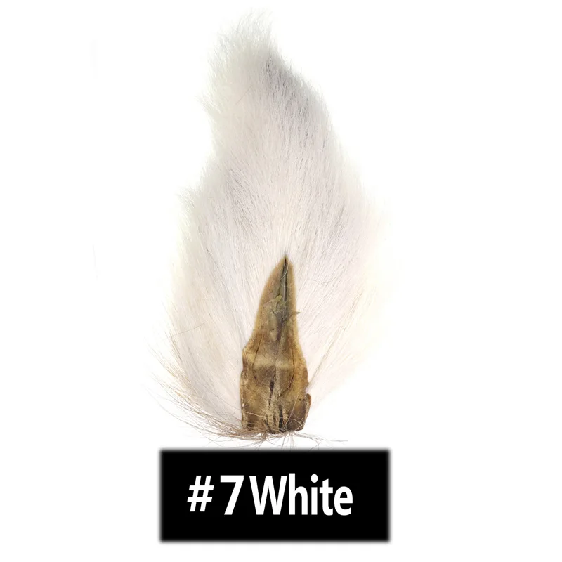 White 1PC Bimoo 1 шт многоцветная петля для мух Bucktail весь хвост рыболовный Bucktail Волосы оленя материалы для завязывания мух крючки Джиги белый красный черный - Цвет: White 1PC