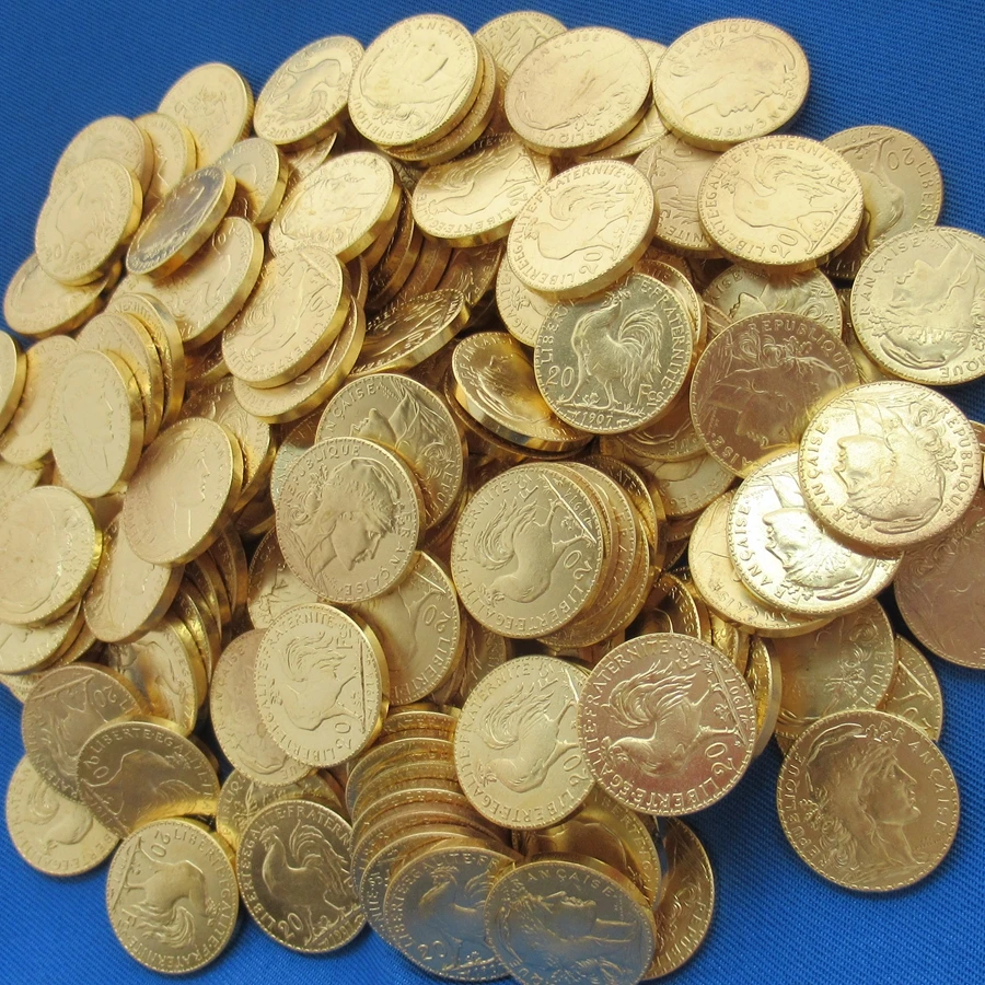 

France Coins 20 Francs (1907-1914) Rooster Any 100PCS Real Gold Plated Coins COPY