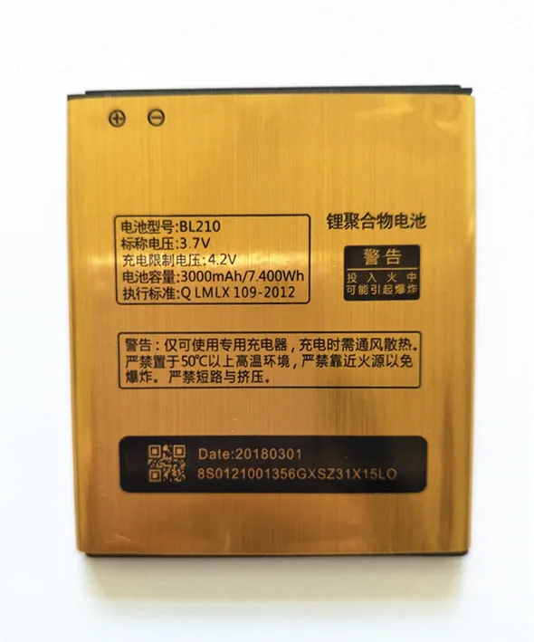 

AZK New Gold BL210 3.7V 3000mAh Battery for Lenovo S820 A606 A656 S650 A658T S658T S820E A770E Phone