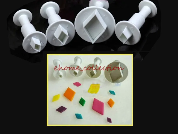 

4 Pcs/Set Cookie Plunger Cutter Square Diamond Oval Shape Fondant Cake Decorating DIY Tool SugarCraft Plunger Cutter Mold