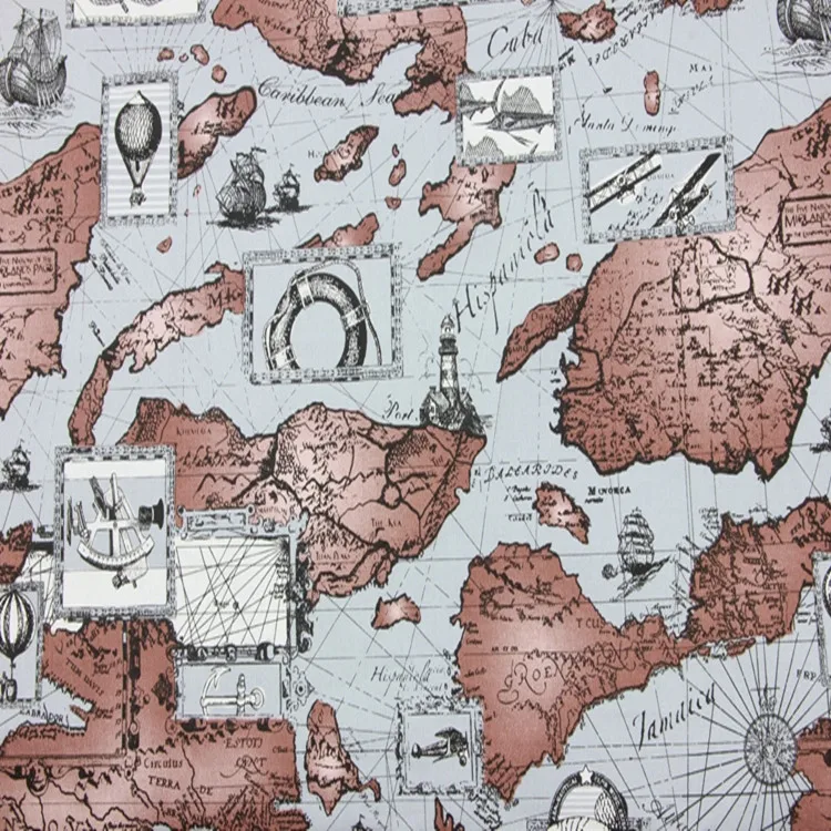 

45X110cm (Half Yard) World Exploration Map Print Thick Cotton Fabric for for Clothes Hometextile Bag Curtain DIY-BK321