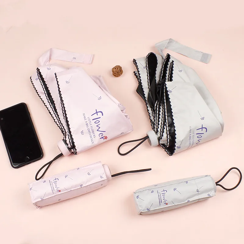 12.Umbrella Rain Women Folding Umbrellas Female Sunny Parasol Lovely Mini Pocket Umbrella Girls Travel Waterproof