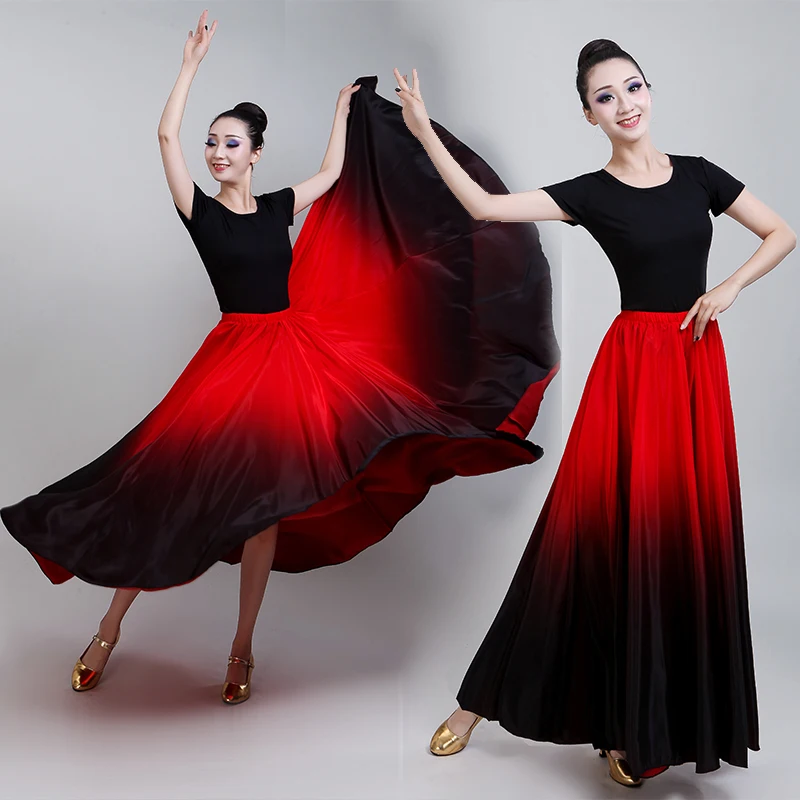 

Design Big Hem 720 Spring Summer Skirts Long Retro Silk Skirts Satin Female Maxi Floor Length Skirts Womens Gradient Color Dance