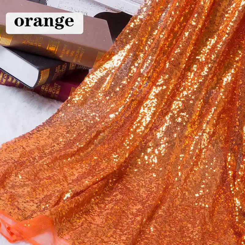 B · Y ткань с блестками цвета шампанского 92x125 см ткань с блестками для одежды скатерть настольная дорожка фон для сцены вечерние свадебные декорации - Цвет: Orange