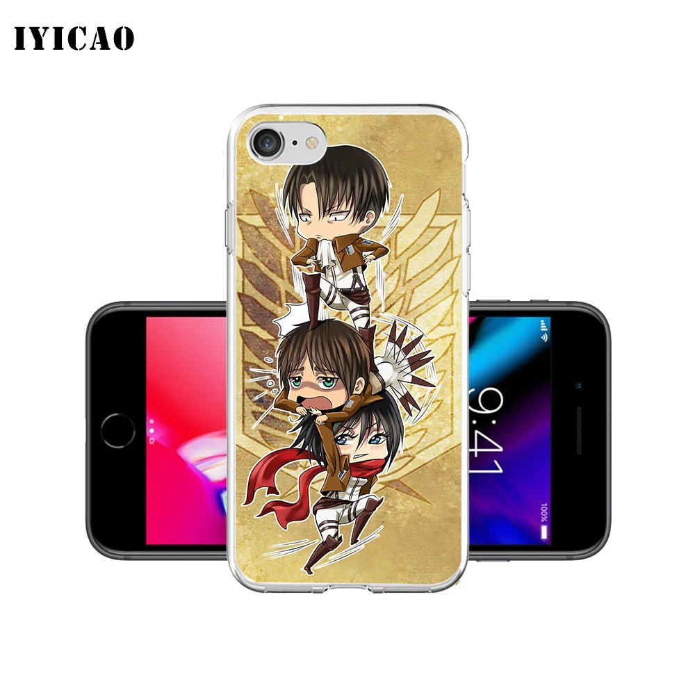 IYICAO Attack on Titan мультяшный Мягкий силиконовый чехол для телефона iPhone X XR XS MAX 6 6s 7 8 Plus 5