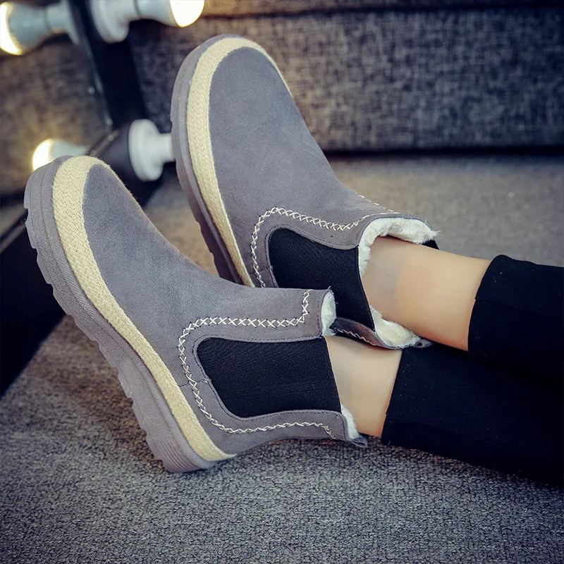

Hemmyi 2017 New Women's Boots Winter Plush Keep Warm Snow Boots Ankle Platform Female Botas Size35-40