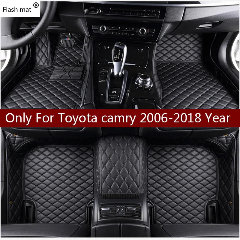 Flash Mat кожаные автомобильные коврики для Toyota Camry 2006- Пользовательские Авто накладки на ножках не оставят автомобильный коврик крышка