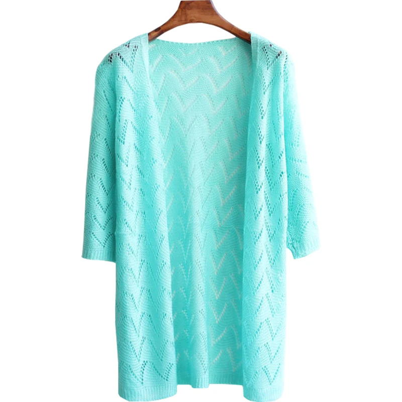 

Summer Spring New Loose Knit Cardigan Long Sun Shirt Thin Hollow air-conditioned Shirt Sweater Women Clothing Vestidos LXJ235