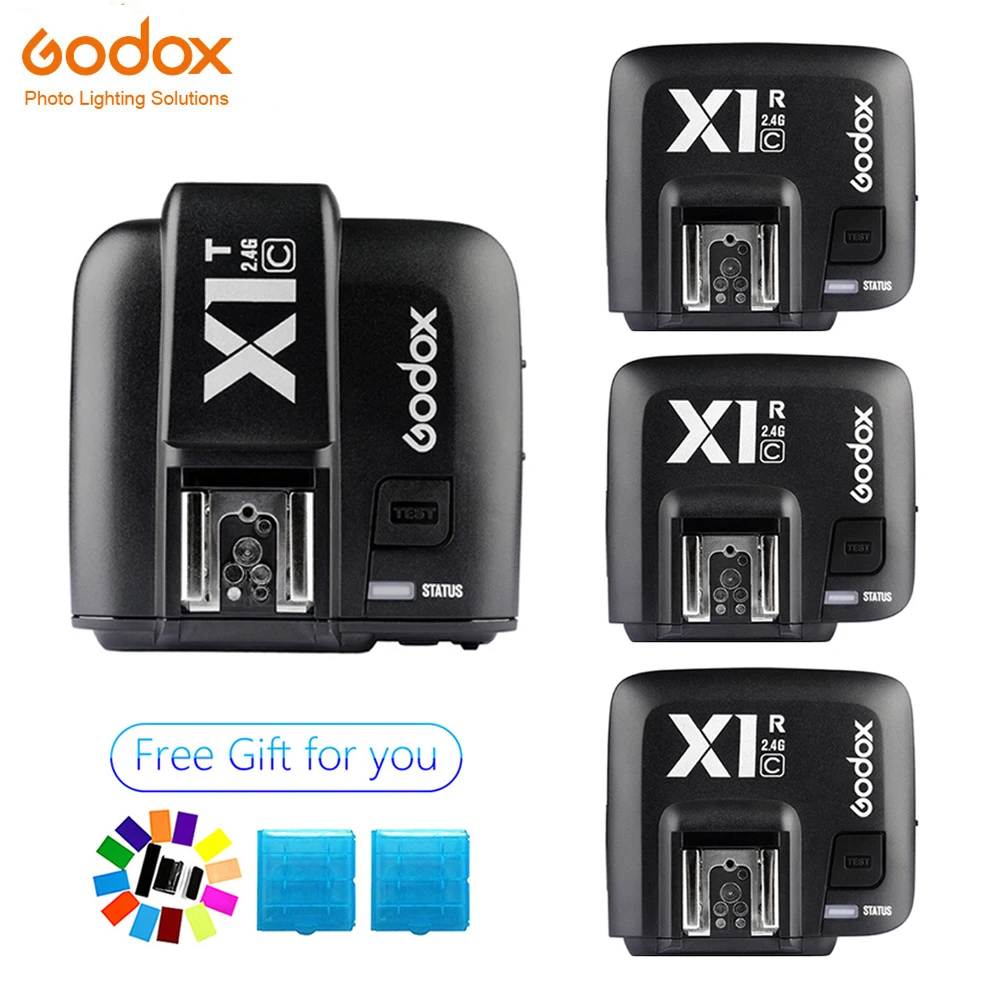 

Godox X1C X1T-C HSS 2.4G Wireless Speedlite Flash Transmitter Trigger with 3pcs X1R-C Receiver for Canon + Gift