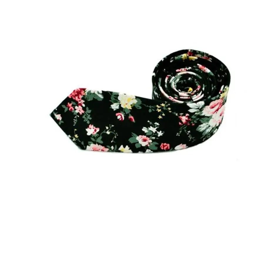

Men Fashion Floral Skinny Slim Necktie Cotton Narrow Business Casual Wedding Tie slytherin #A50