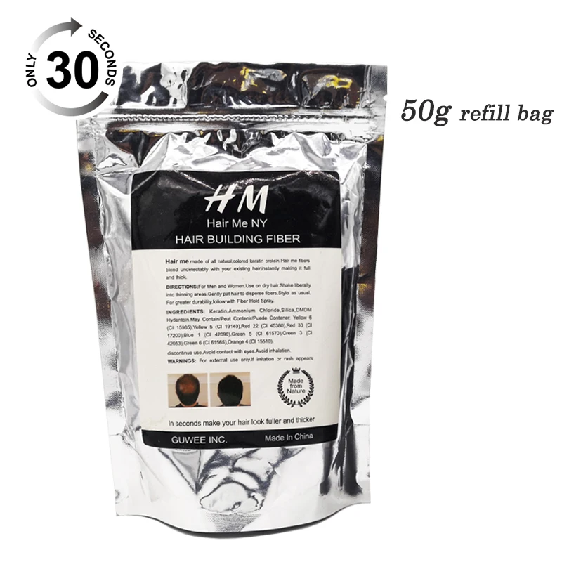 Refill Bag 50g Miracle Hair Refill Hair Fibers Instant Growth Loss Care 9 Color