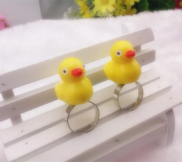 

Kawaii Yellow Ducks Rings Personalized Animal Rings Christmas Jewelry 12pcs/lot R033