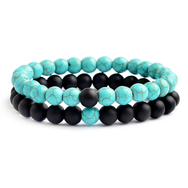 Set Of 2 Lover Relationship Bracelet Lava Beads Stone Set Of 2 Lover Relationship Bracelet Lava Beads Stone Women Men Fashion Jewelry