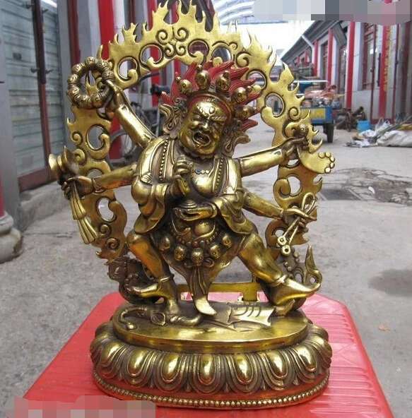

bir 006952 Tibet Buddhism A Gilt Bronze Statue Of Sadbhuja-Mahakala Dharmapala Buddha