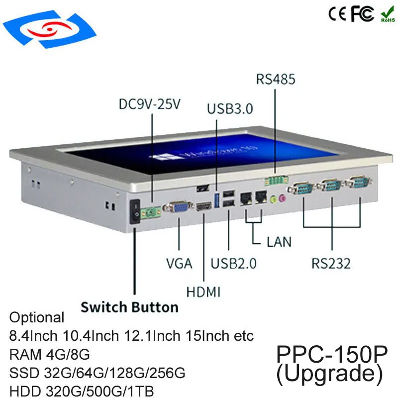 

Factory Promotion Fanless 15" Touch Screen Computer All In One Industrial Panel PC With Win7/Win10/Linux System Tablet PC