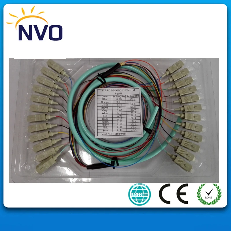 

SC/UPC OM3 Multimode,50cm from Cable to Connector,1.5M Fiber Optic Indoor bundle Pigtail, 12 Strand,50/125, 10 Gigabit