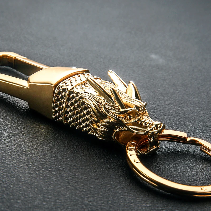 Золотой дракон голова ручной работы кожа Леопард голова автомобильный брелок пантера брелок для ключей Подвеска для ключей Автомобильный Стайлинг для мужчин мужской
