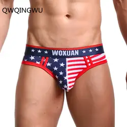 Пикантные Для мужчин нижнее белье флаг США напечатаны Для мужчин с трусы хлопок Для мужчин нижнее белье сексуальное заниженной талией