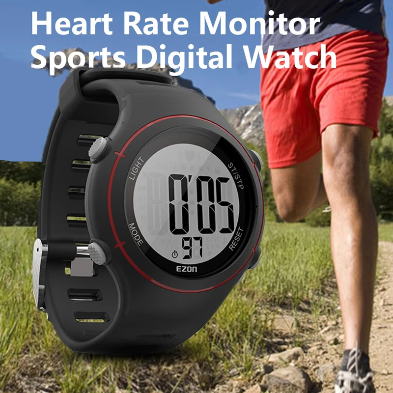 EZON New Men Women Sports Wristwatch Digital Heart Rate Monitor Outdoor