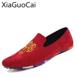 Весенние красные мужские лоферы без шнуровки; легкая мужская повседневная обувь; высококачественные мужские туфли из парусины; 920 35