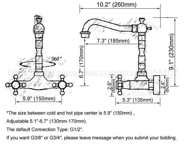 Wall Mounted Double Handle Oil Rubbed Bronze Swivel Spout Bathroom Basin Sink Mixer Tap Faucet znf460
