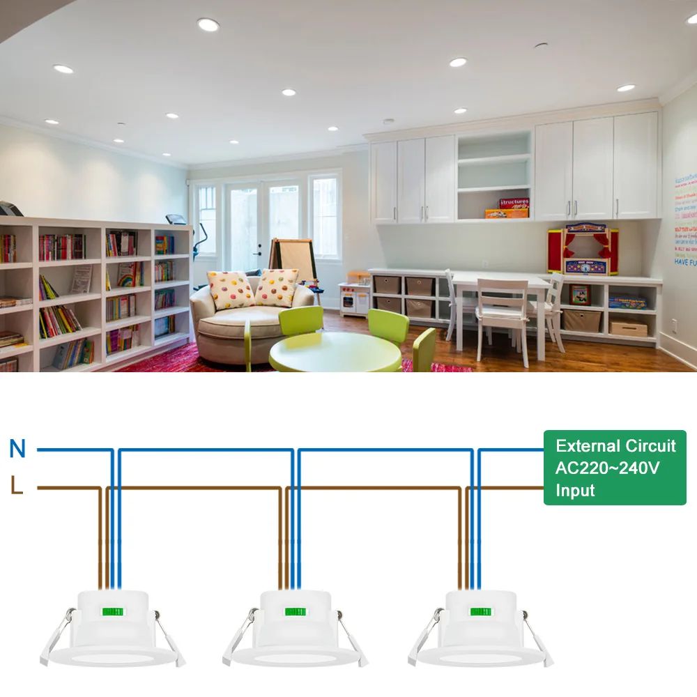 Ip44 para Banheiro de Cozinha Regulável Recesso Downlight Teto Lâmpada Dampproof 220 V-240 v Cct Ajustável Buraco Dia70-85 Led Mod. 180408 6 Luzes embutidas de LED