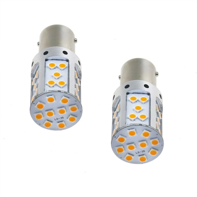 10 шт. 1156 P21W PY21W BAU15S T20 W21W 7440 светодиодные, под шину CANBUS, для автомобиля сигнальная Поворотная лампа Нет Hyper вспышка света 12-24 V Янтарная лампа