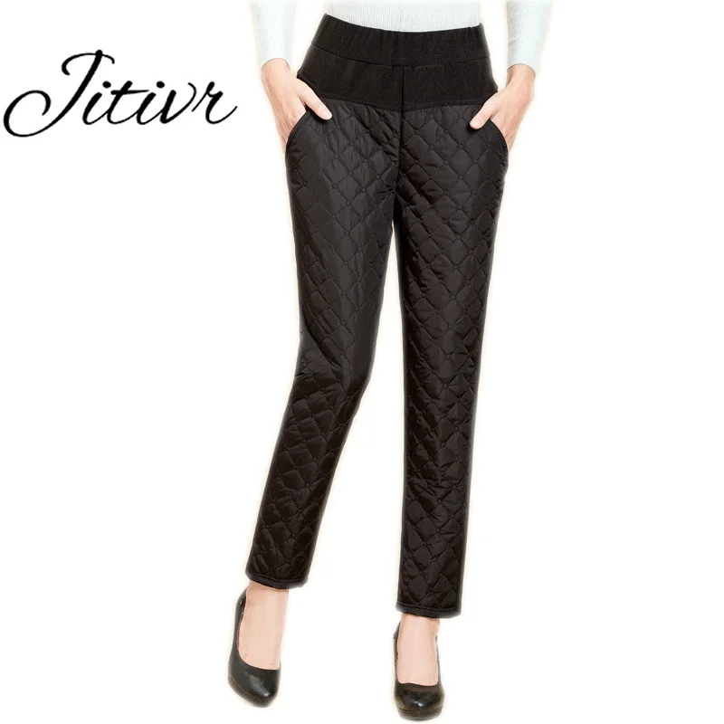 Jitivr 2017 Womens Winter White Duck Down Pants Female Casual Cotton