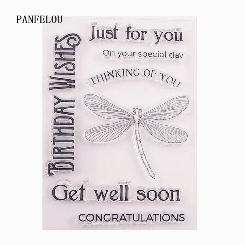 

PANFELOU Greetings dragonfly Transparent Clear Silicone Stamp/Seal DIY scrapbooking/photo album Decorative clear stamp sheets