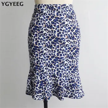 

YGYEEG 2018 Hot OL Lotus Leaf Skirts Stretch High Waist Pack Hip Skirt Plus Size Fashion Women's Trumpet Mermaid Printing Skirts