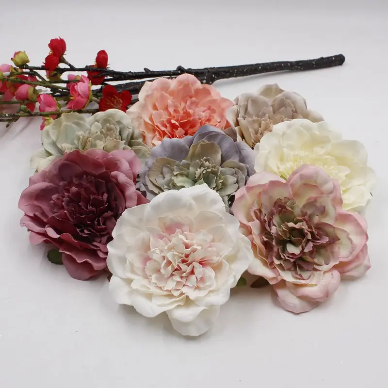 

DIIY/10 piece simulation retro peony flower head flower head wedding party home shoes hat decoration flower