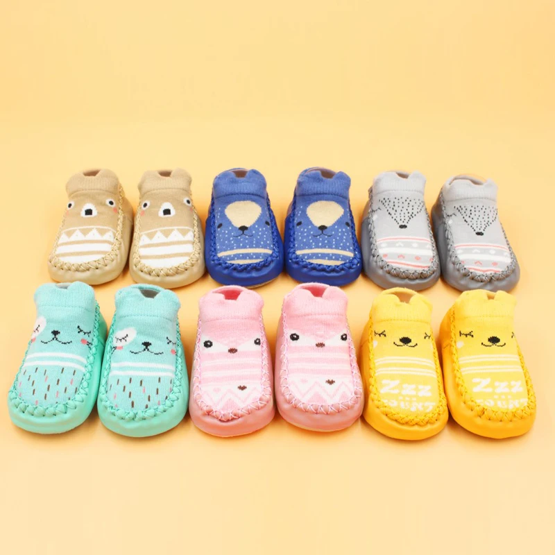 2 pair baby Learn to walk shoes kids short socks child home socks shoes