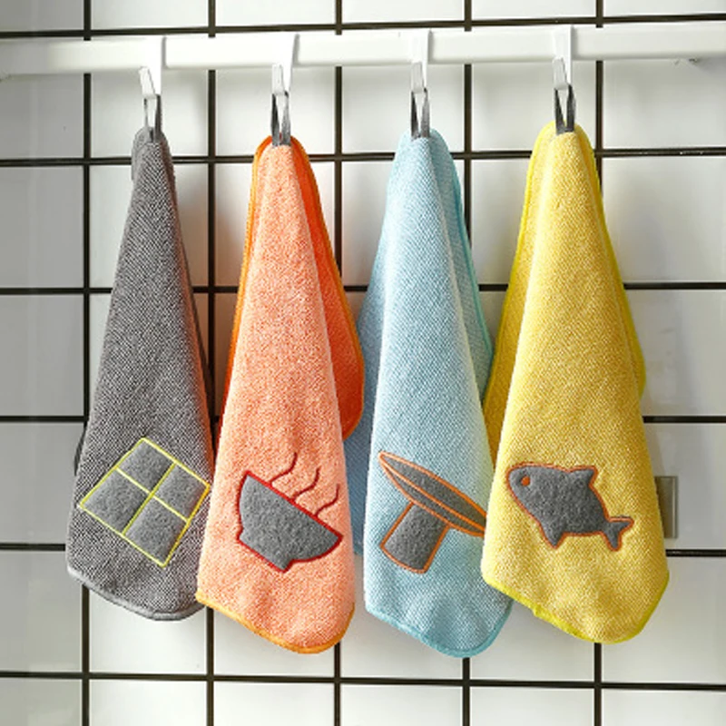 Kitchen Clean Thicken Dish Towels Micro Fiber Can Be Hung Scouring Pad Super Absorbent Dishcloth Polishing The Towel | Дом и сад