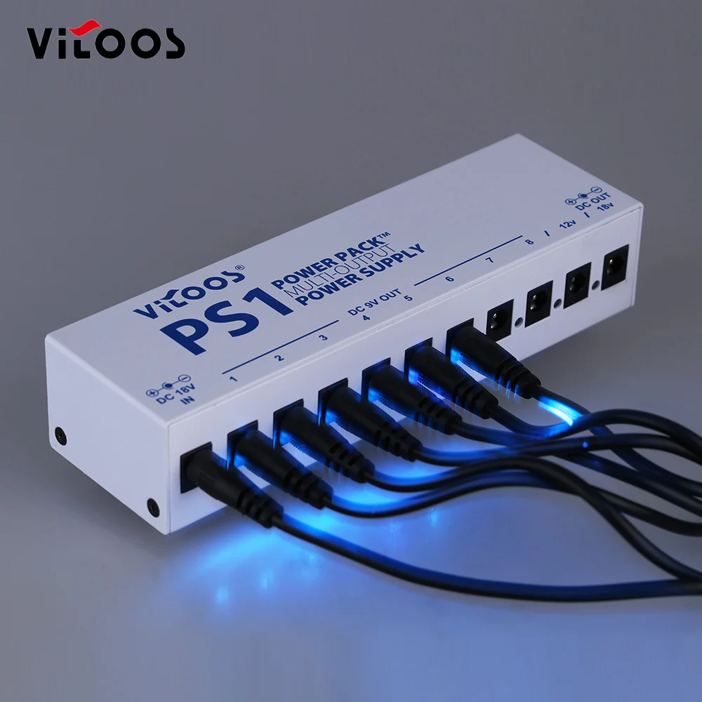 Guitar Effect Pedals Power Supply Ten Isolated Output 8 Way DC 9V 1 Way DC 12V