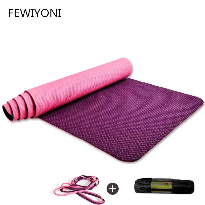 

FEWIYONI 183*80*0.6CM TPE Yoga Mat Anti Slip Sports Fitness Exercise Pilates Gym Colchonete For Beginners With Yoga Bag