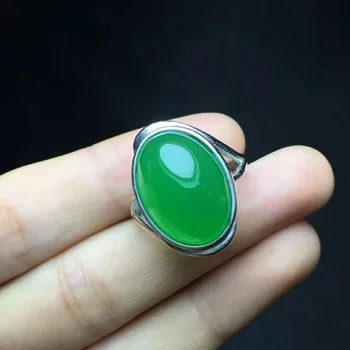 

C47#925 silver inlaid natural chalcedony live ring, clean and bright