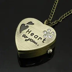Sweet Heart Винтаж Ретро цепи карманные часы кристалл кулон Цепочки и ожерелья леди девушка подарок Новый Дизайн