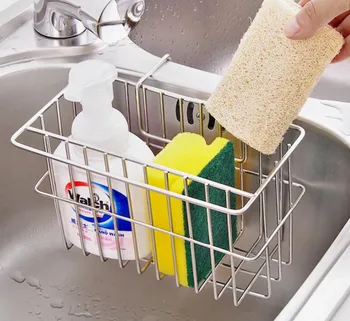 

Stainless Steel Sink Storage Basket Sink Strainer Kitchen Bathroon Soap Sponge Drying Rack Holder
