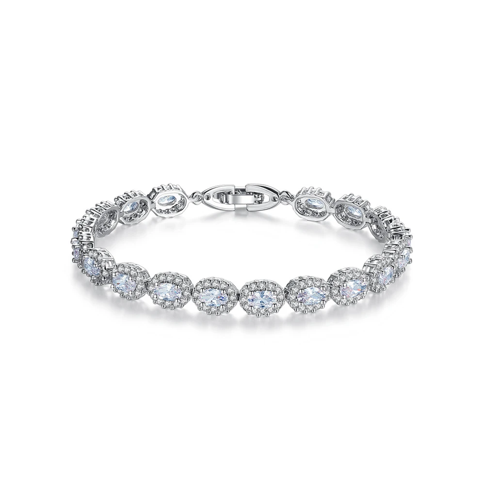 

Luxury AAA Cubic Zirconia Micro Pave Setting Simple Round Stone Chain Bangle ,,womens Accessarioes,YDGB014