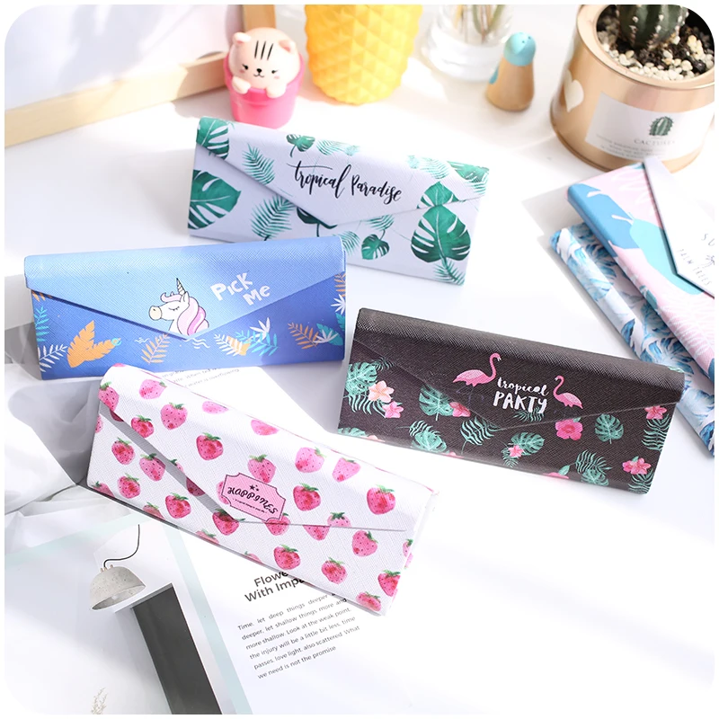 Glasses Case PU Spectacle Fashion Folding Sunglasses Box Bag Portable Triangle Eyewear Protector