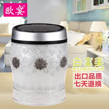 

European wedding induction trash cans fashion rural smart trash living room bedroom household resin trash