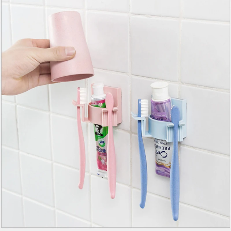 

New Plastic Toothbrush Holder Washroom Wall Paste Hook Bathroom Wall Mount Bathroom Supplies Toiletries Housekeeping Container