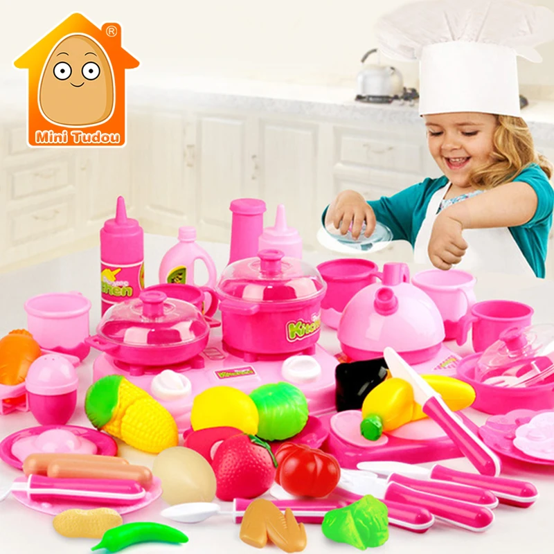 Minitudou 46 шт. детская кухня притворись play toys classic cut пищевые продукты овощи